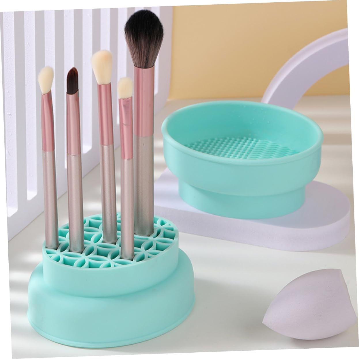 Cosmetic Brush Cleaner Makeup Brush Drying Stand Versatile Makeup Tools Cleaning Bowl for Women