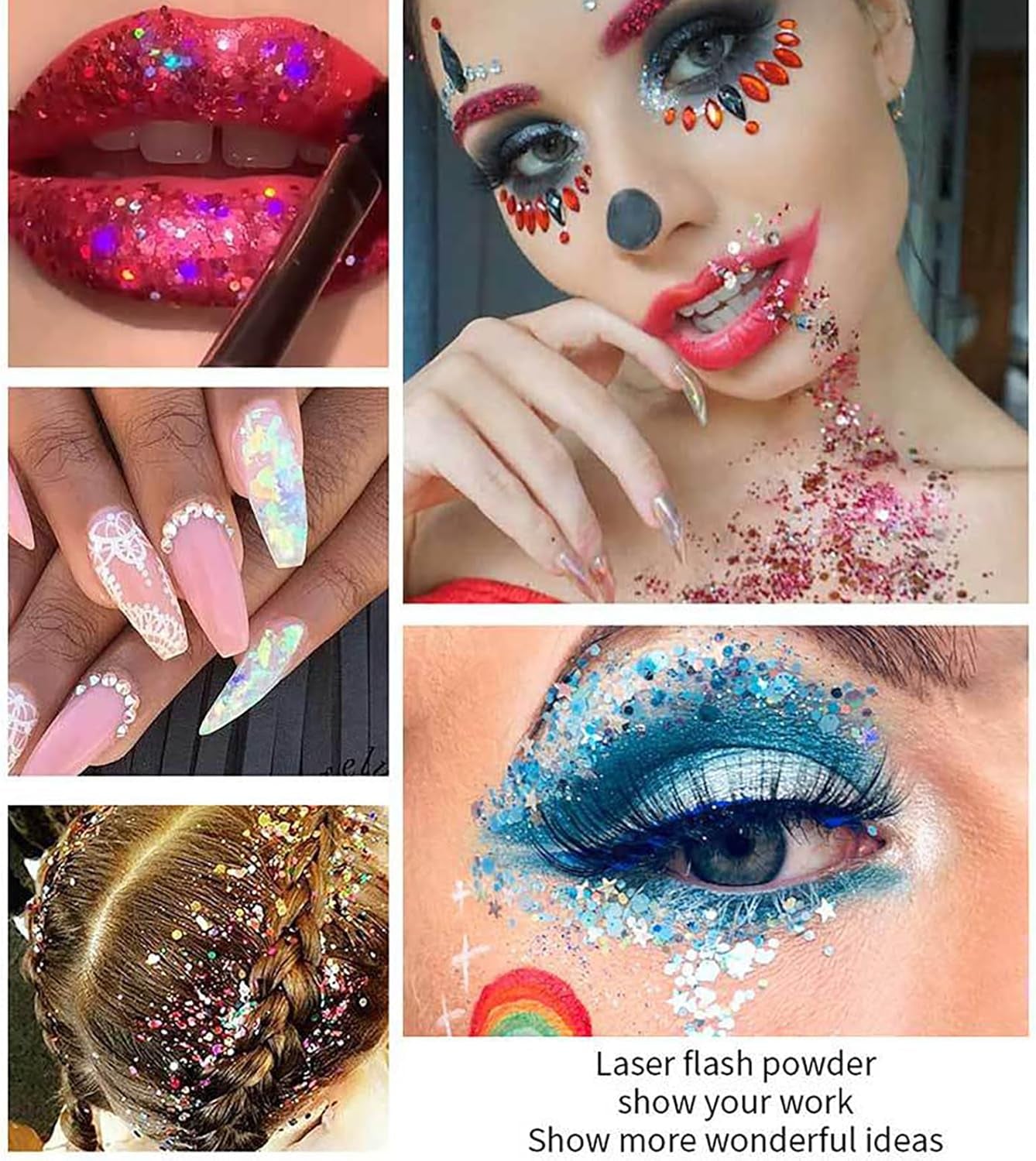 Makeup Face Body Glitter Set, Holographic Cosmetic Festival Chunky Glitter, Sparkling Body Glitter Gel for Women, Eye Shadow Sequin Cream Long Lasting Halloween Christmas Facial Makeup for Kids