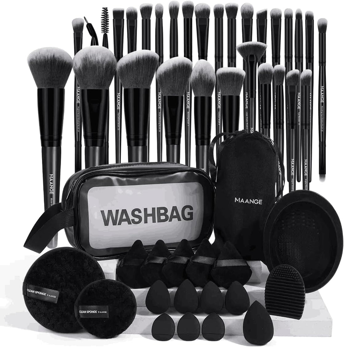 Makeup Brushes 49 Pcs Makeup Kit, Multi-Functional Makeup Tool Set with Makeup Brush Foundation Brush Make up Brushes Set (Black, 49 Piece Set)