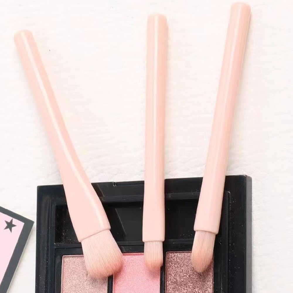 Portable Travel Makeup Brushes Set, 4 in 1 Mini Retractable Pink Brush for Women Facial Cosmetics Makeup