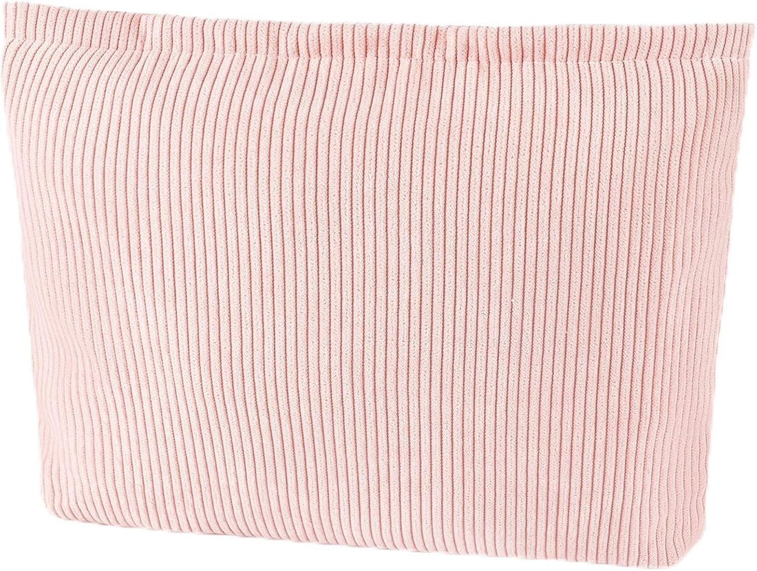 Makeup Bag for Women Large Capacity Cosmetic Bag Travel Makeup Pouch for Purse Zipper Toiletry Bags Organizer Cute Y2K Aesthetic Trendy Adults Makeup Brushes Storage Bags, Corduroy 1Pcs L Pale Pink