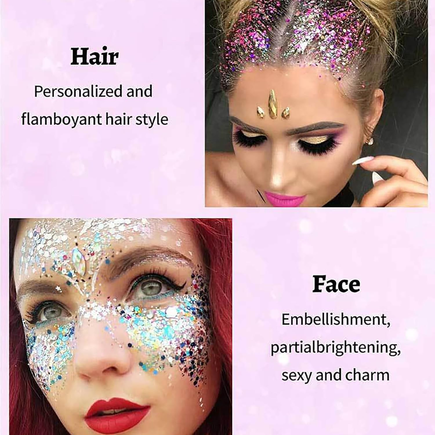 Makeup Face Body Glitter Set, Holographic Cosmetic Festival Chunky Glitter, Sparkling Body Glitter Gel for Women, Eye Shadow Sequin Cream Long Lasting Halloween Christmas Facial Makeup for Kids