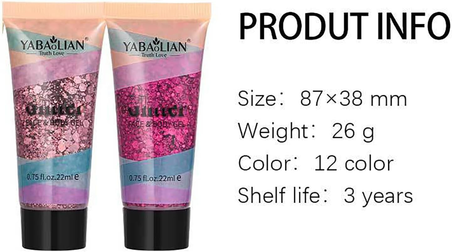 Makeup Face Body Glitter Set, Holographic Cosmetic Festival Chunky Glitter, Sparkling Body Glitter Gel for Women, Eye Shadow Sequin Cream Long Lasting Halloween Christmas Facial Makeup for Kids