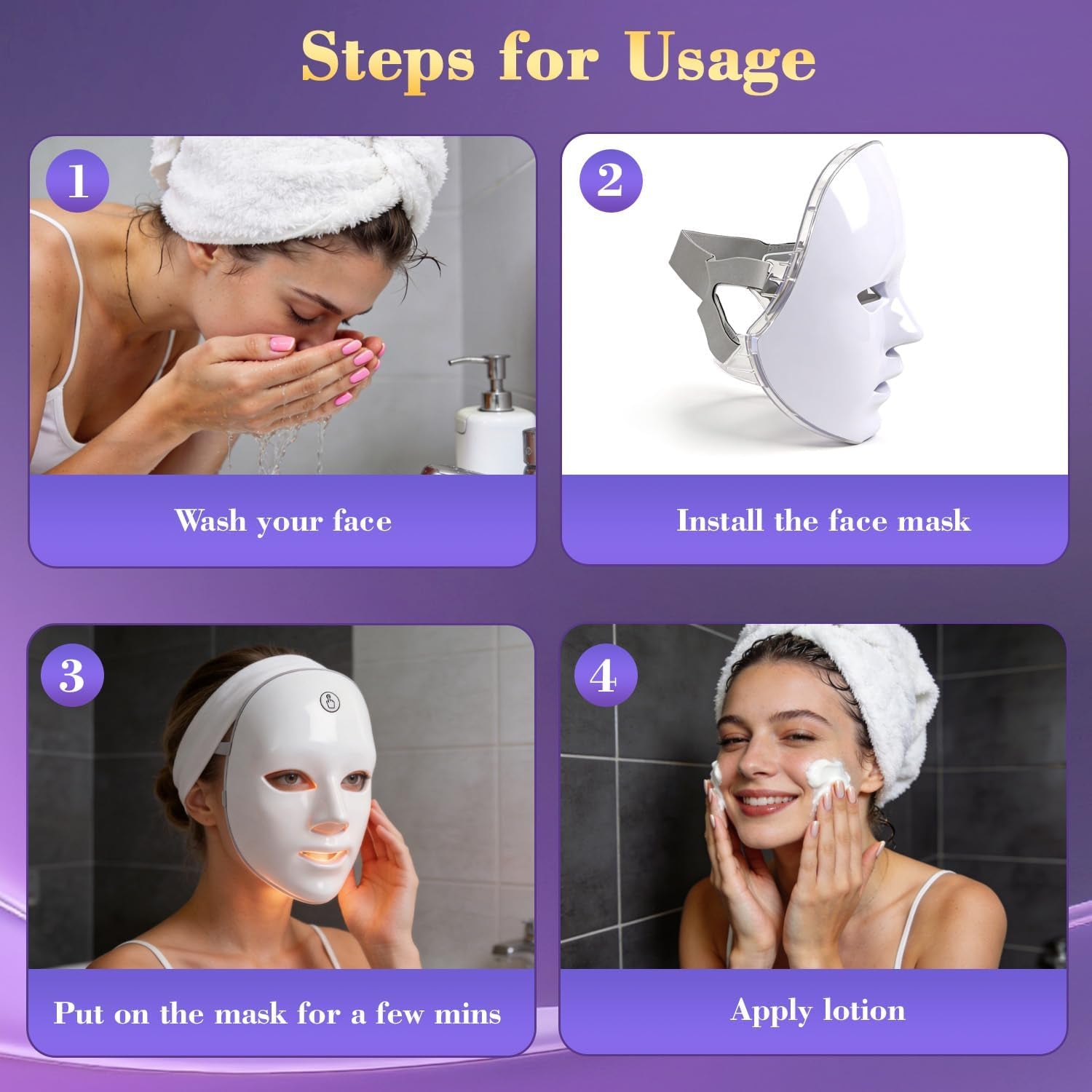 Red Light Therapy Face Mask, 7 Colors LED Face Mask, Portable Rechargeable LED Mask Light Therapy Facial Skin Care Device for Anti-Aging at Home, Salon, Travel