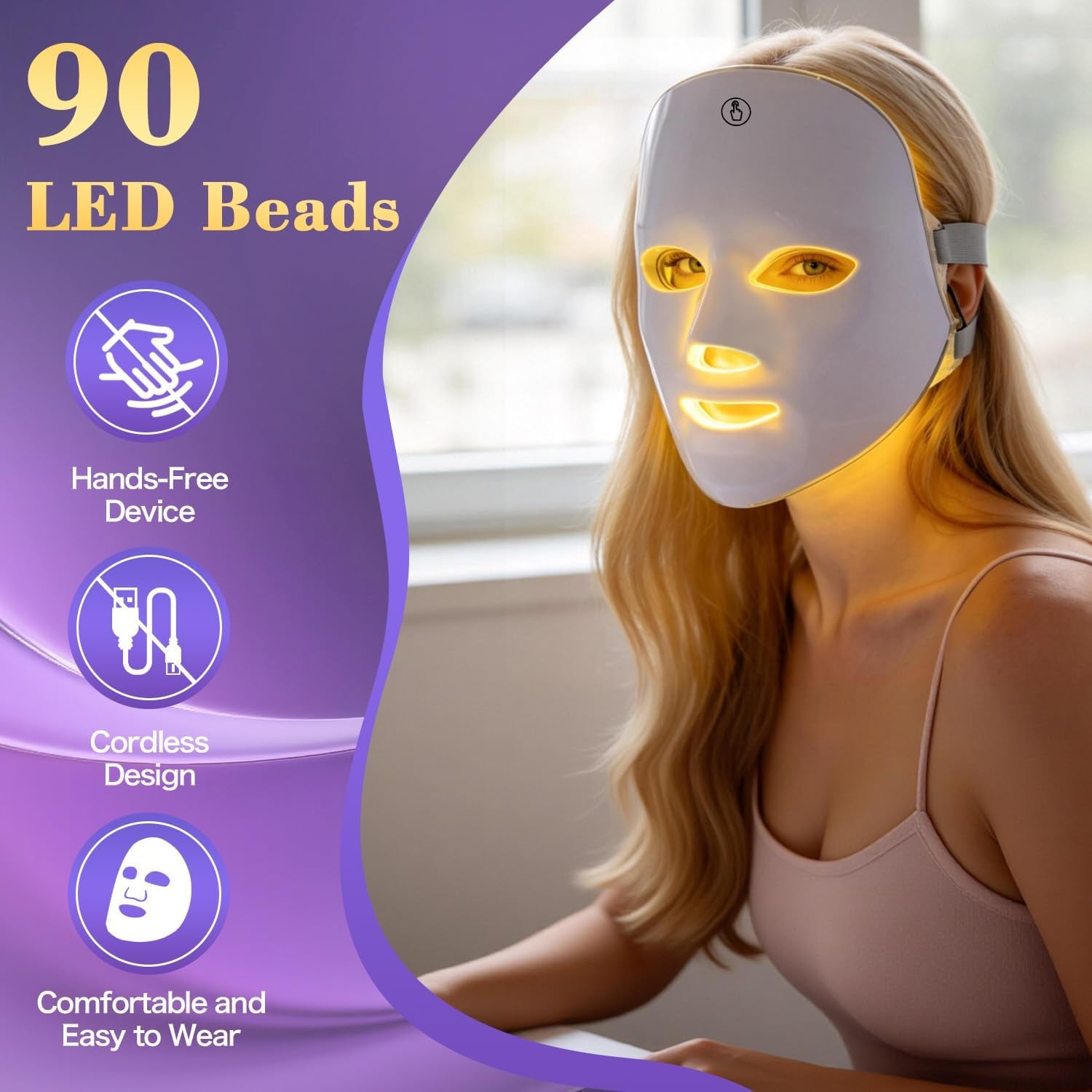 Red Light Therapy Face Mask, 7 Colors LED Face Mask, Portable Rechargeable LED Mask Light Therapy Facial Skin Care Device for Anti-Aging at Home, Salon, Travel