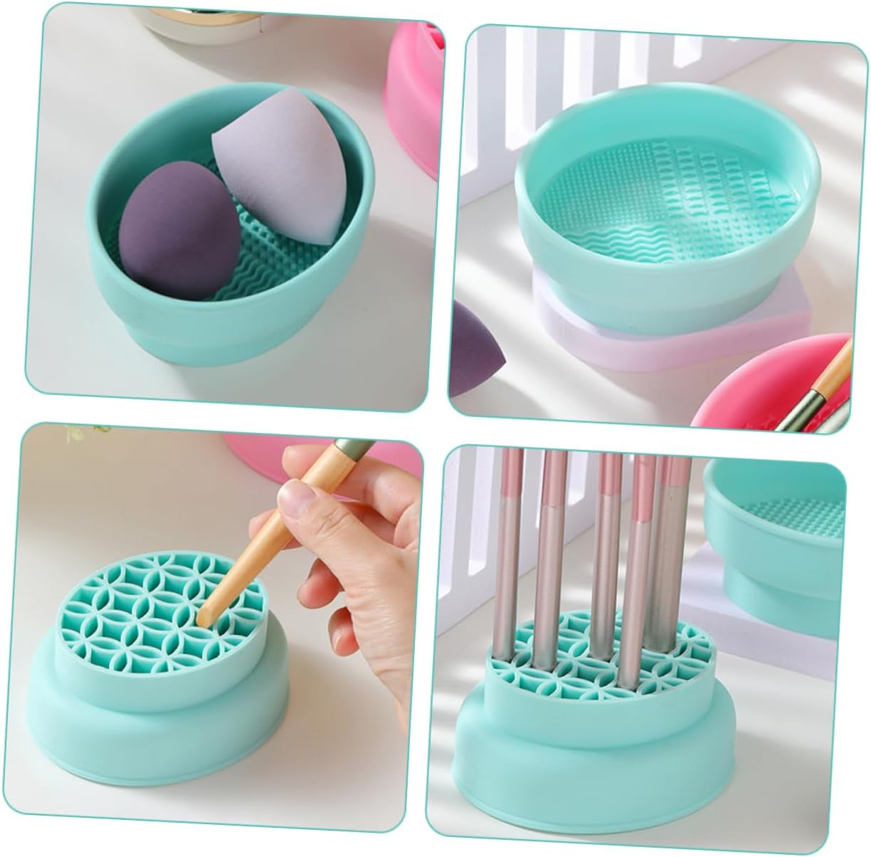 Cosmetic Brush Cleaner Makeup Brush Drying Stand Versatile Makeup Tools Cleaning Bowl for Women