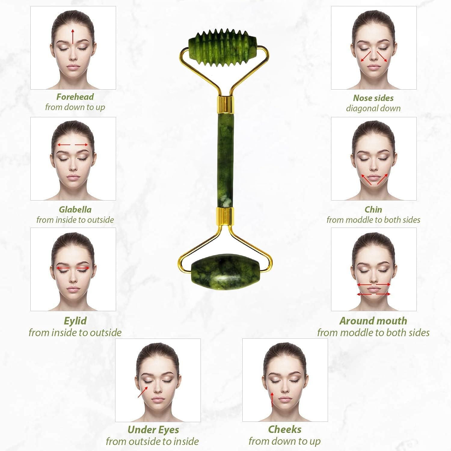 Jade Roller Gua Sha Set,Jade Roller Facial Roller,Face Roller Massager, Face Massager Roller, Skin Care Tools.