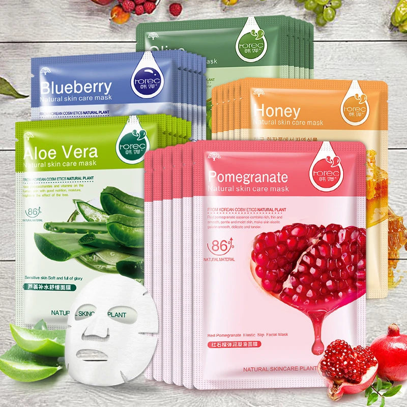 30pcs Natural Plant Facial Mask Korean