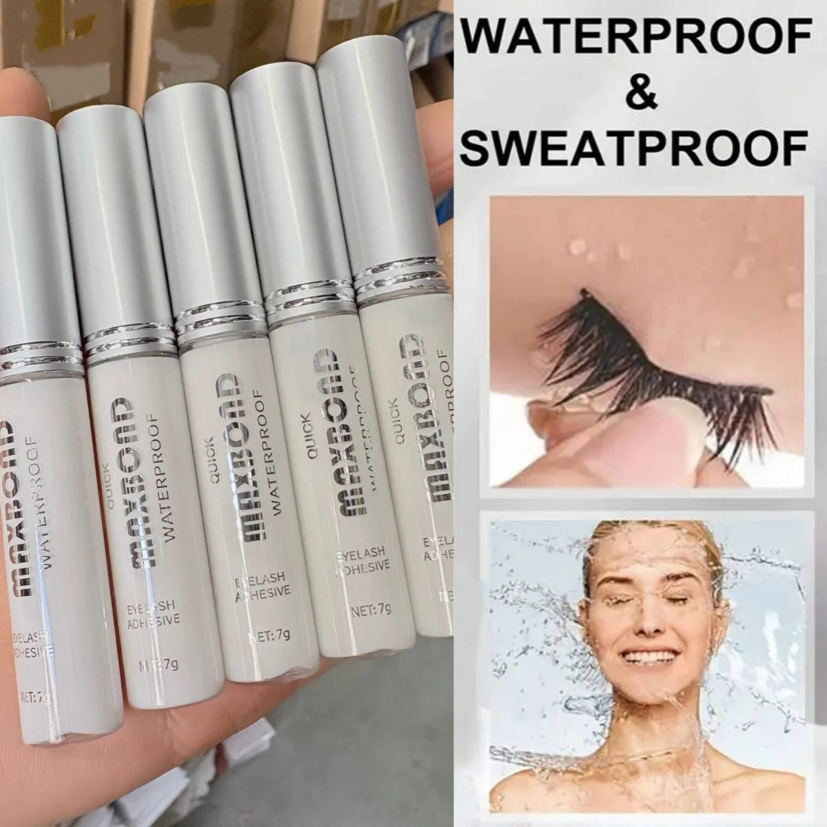 7G Long-Lasting Super Strong Styling Eyelash Glue Waterproof Natural Look Non-Irritating Quick-Drying Applicator for DIY Eyelash