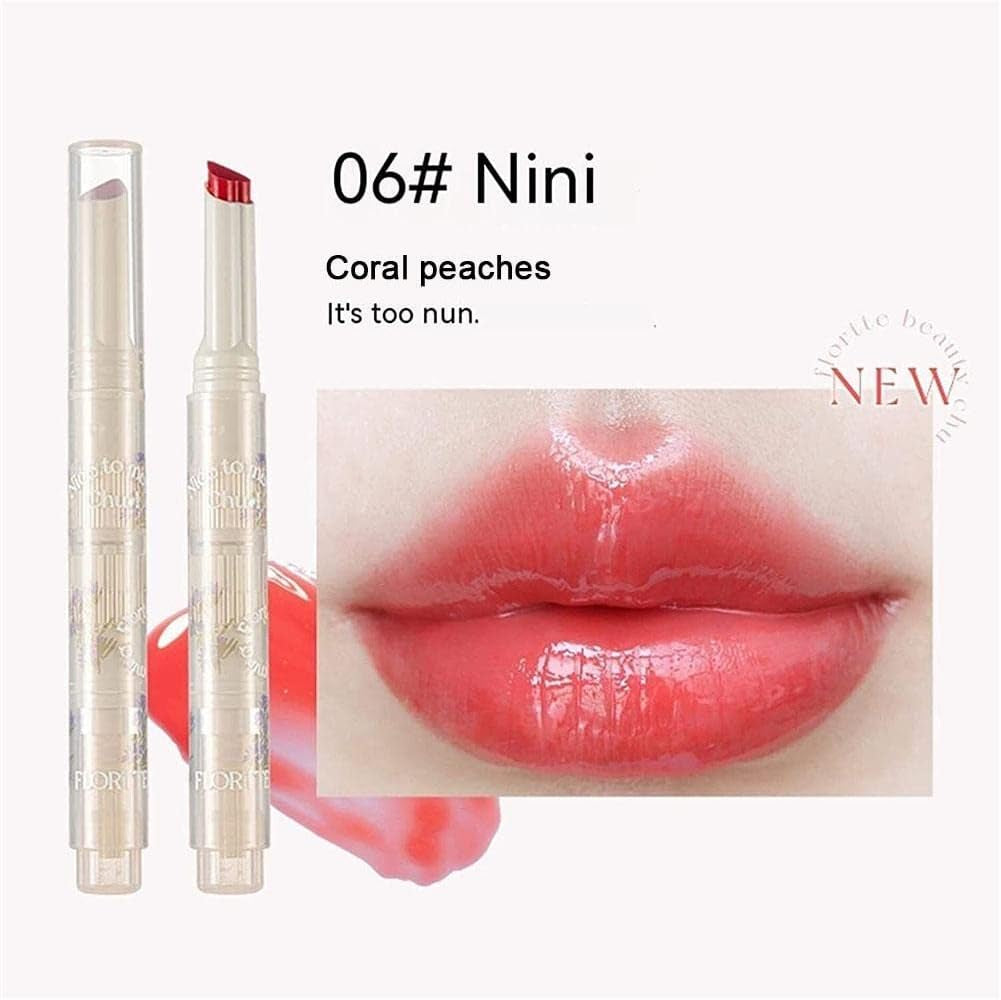 Flortte Jelly Lipsticks First Kiss Love Nice to Meet Chu Heart Shape. Moisturizing Lip Glaze for a Luscious Pout