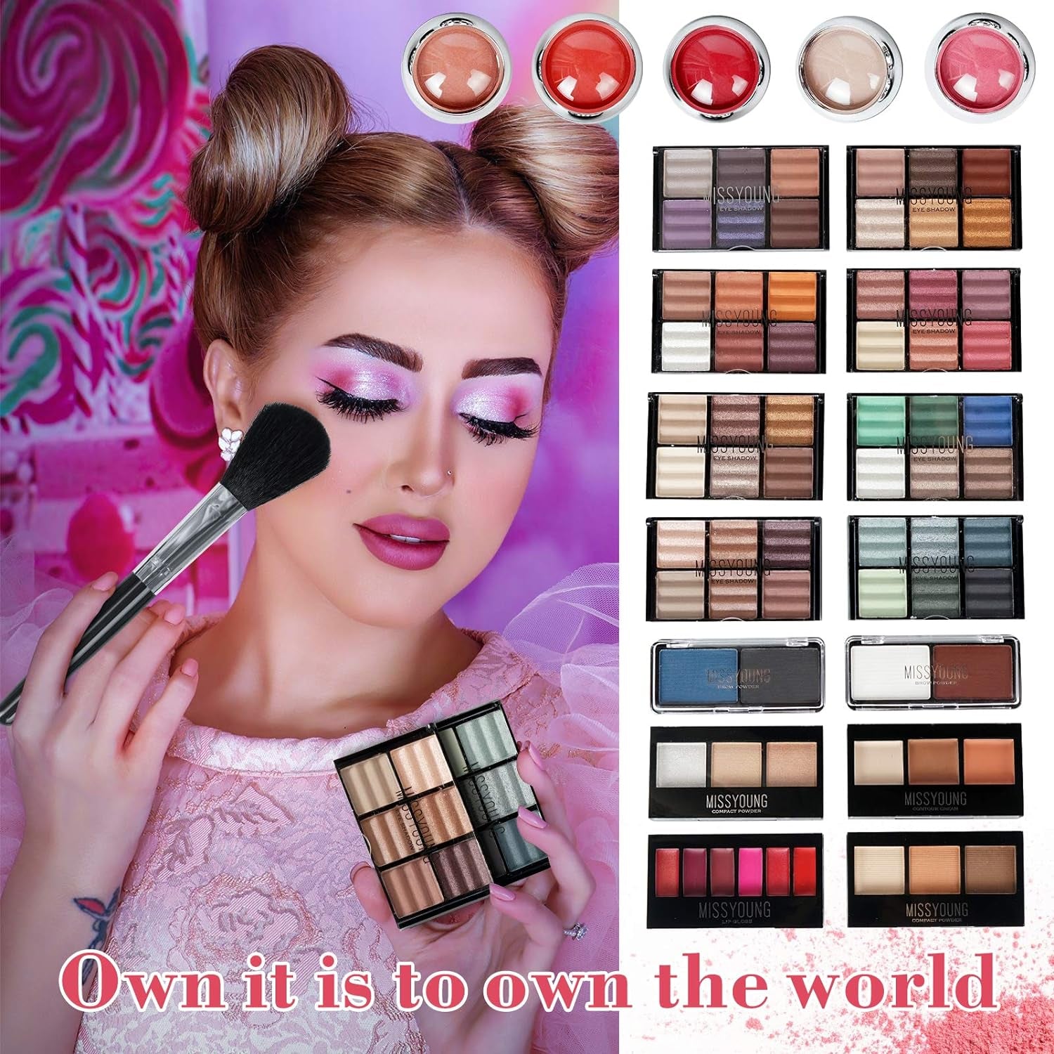 All-In-One Makeup Gift Set Travel Makeup Kit Women Full Kit Starter Makeup Set Blushes Lipstick Concealer Lipgloss Powder Eyeshadow Palette Cosmetic Palette for Teen Girls & Adults #10
