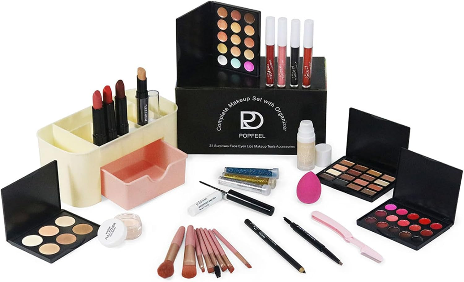 All-In-One Makeup Kit for Women - Full Beauty Cosmetic Set with Eyeshadow, Blush, Concealer Palette, Lipstick, Mascara, Eyebrow Pencil - Multi-Purpose Gift Set