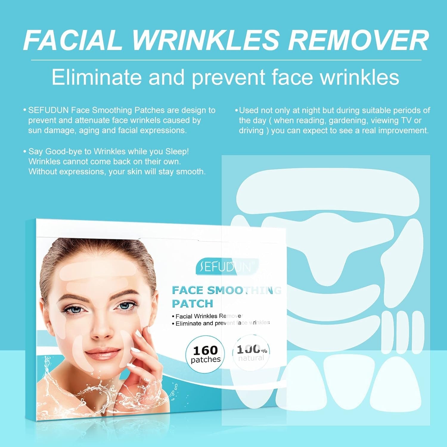Face and Forehead Wrinkle Patches - 160Pcs Face Tape for Wrinkles Forehead Wrinkle Patches Face Patches for Wrinkles anti Wrinkle Patches Frownies Facial Patches